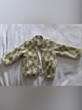 Cat & Jack Checkerboard Sherpa Jacket in White and Sage